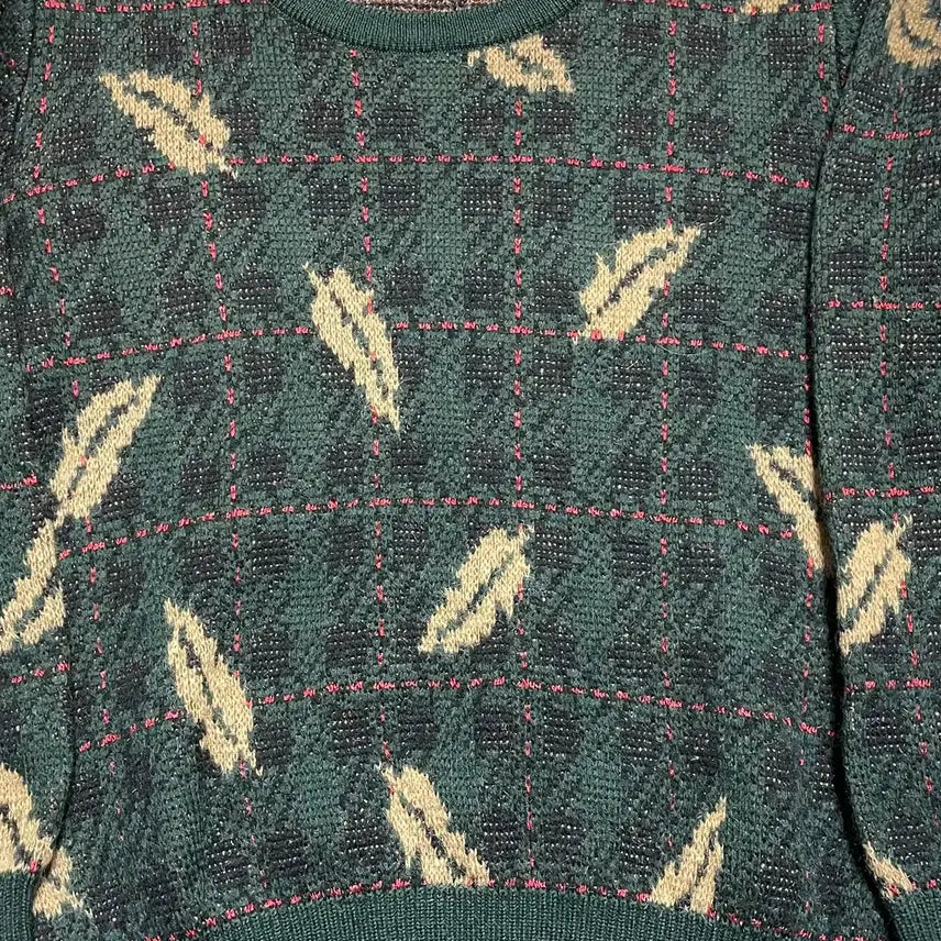 [BUNJANG] Vintage RENOWN Morse Green Check Pattern Knit Sweater / JPN 80s~90s 일본 빈티지 울혼방 그린 체크 패턴 니트 스웨터 M
