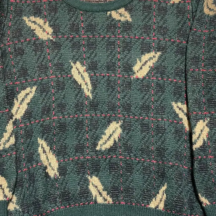 [BUNJANG] Vintage RENOWN Morse Green Check Pattern Knit Sweater / JPN 80s~90s 일본 빈티지 울혼방 그린 체크 패턴 니트 스웨터 M