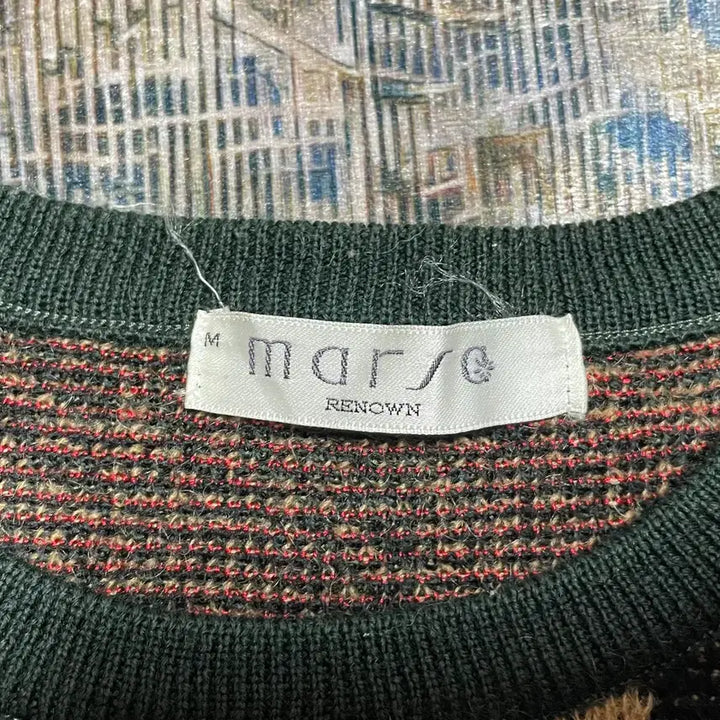 [BUNJANG] Vintage RENOWN Morse Green Check Pattern Knit Sweater / JPN 80s~90s 일본 빈티지 울혼방 그린 체크 패턴 니트 스웨터 M