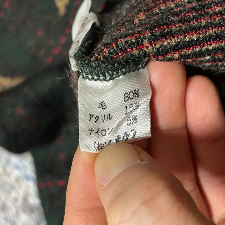 [BUNJANG] Vintage RENOWN Morse Green Check Pattern Knit Sweater / JPN 80s~90s 일본 빈티지 울혼방 그린 체크 패턴 니트 스웨터 M