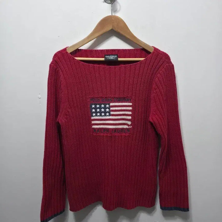 [BUNJANG] Polo USA Red Knit Top / 폴로 성조기 니트 긴팔 레드 usa POLO