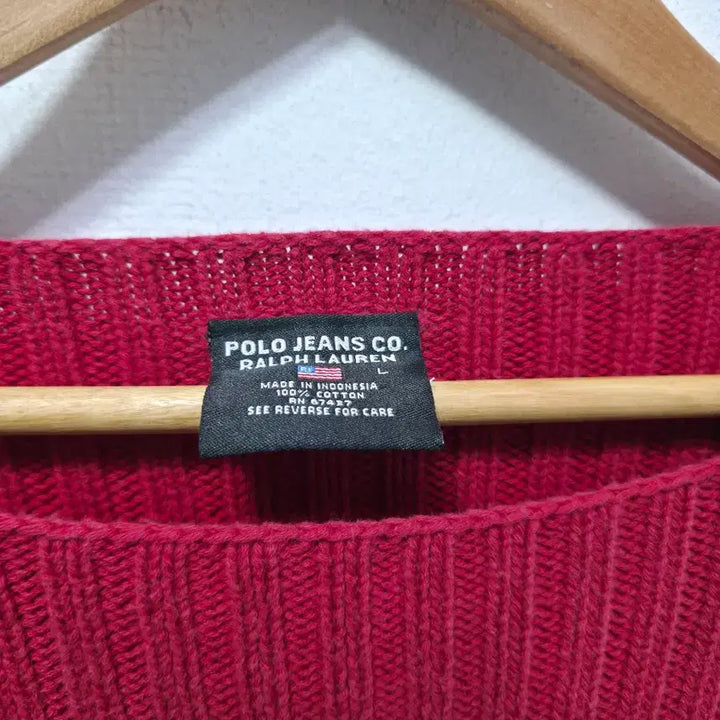 [BUNJANG] Polo USA Red Knit Top / 폴로 성조기 니트 긴팔 레드 usa POLO