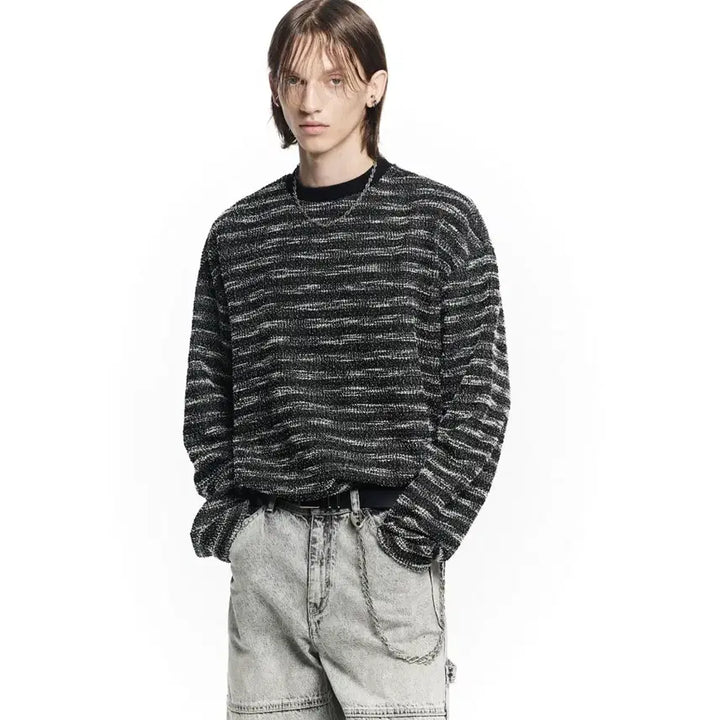 [BUNJANG] Maison Mined Mixed Boucle Knit Long Sleeve / 남성) MAISON MINED 믹스드 부클 니트 롱 슬리브