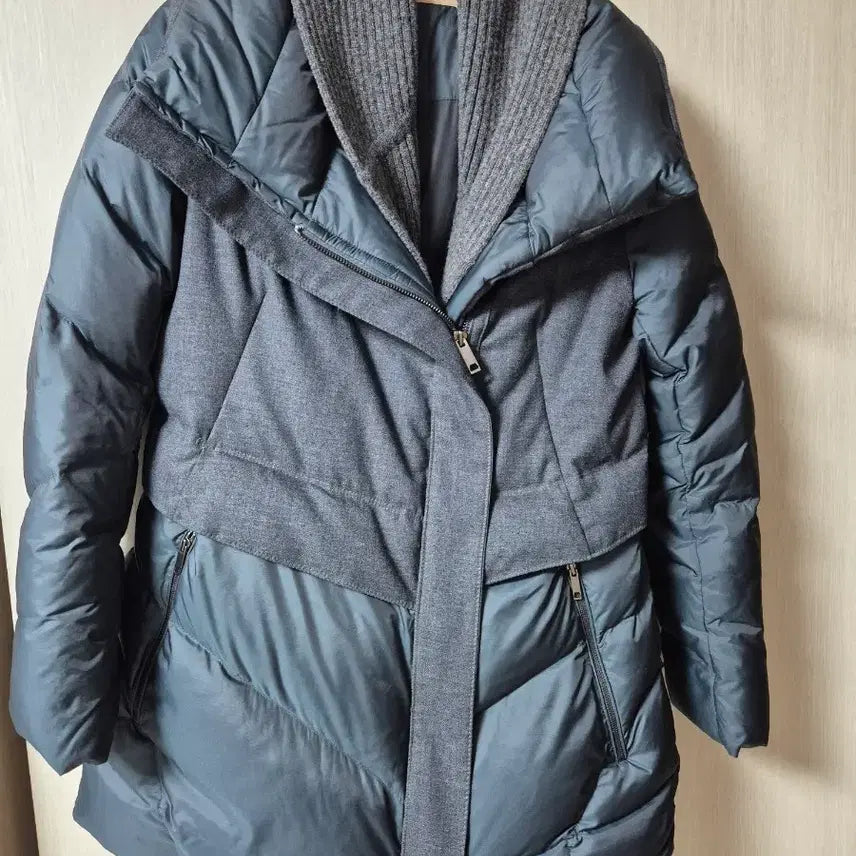 [SOLD OUT] 미샤 구스다운 캐시미어 카라 하프 패딩 점퍼 자켓 55