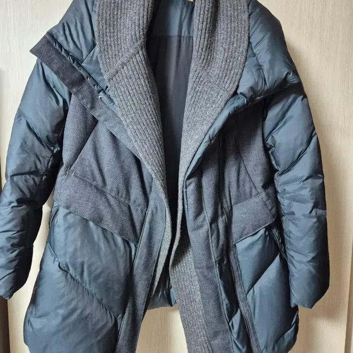 [SOLD OUT] 미샤 구스다운 캐시미어 카라 하프 패딩 점퍼 자켓 55