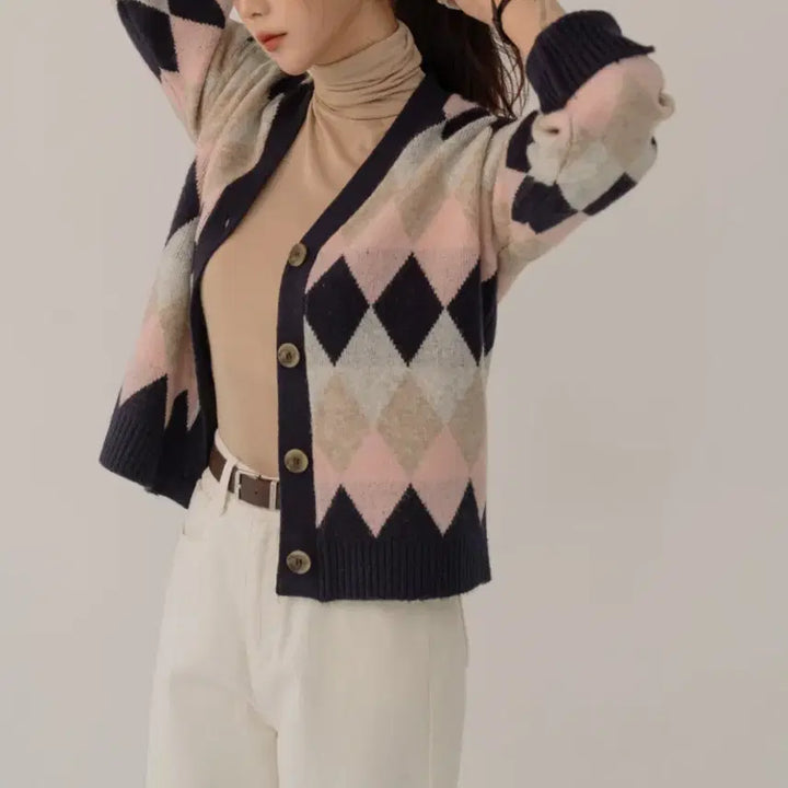 [BUNJANG] Argyle Knit Cardigan / 아가일니트