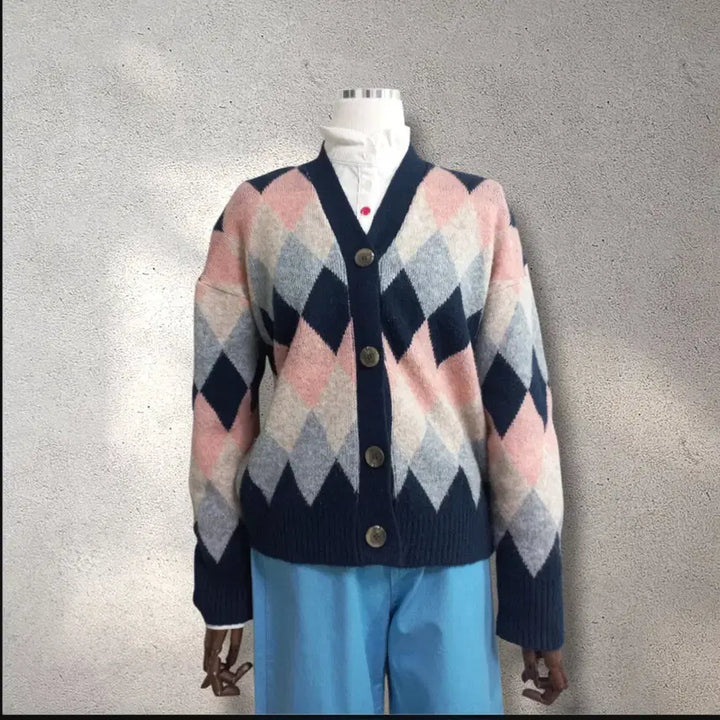 [BUNJANG] Argyle Knit Cardigan / 아가일니트