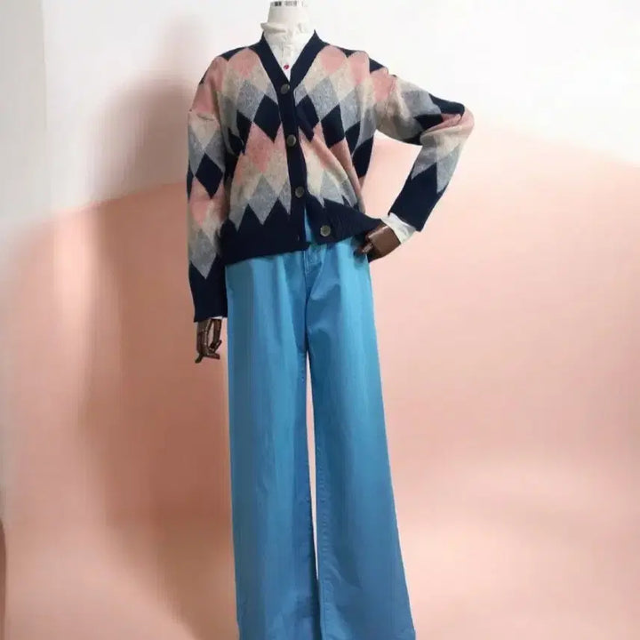 [BUNJANG] Argyle Knit Cardigan / 아가일니트