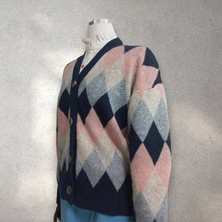 [BUNJANG] Argyle Knit Cardigan / 아가일니트