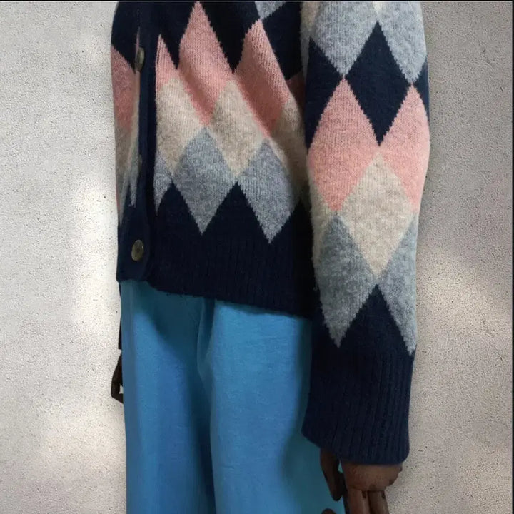 [BUNJANG] Argyle Knit Cardigan / 아가일니트