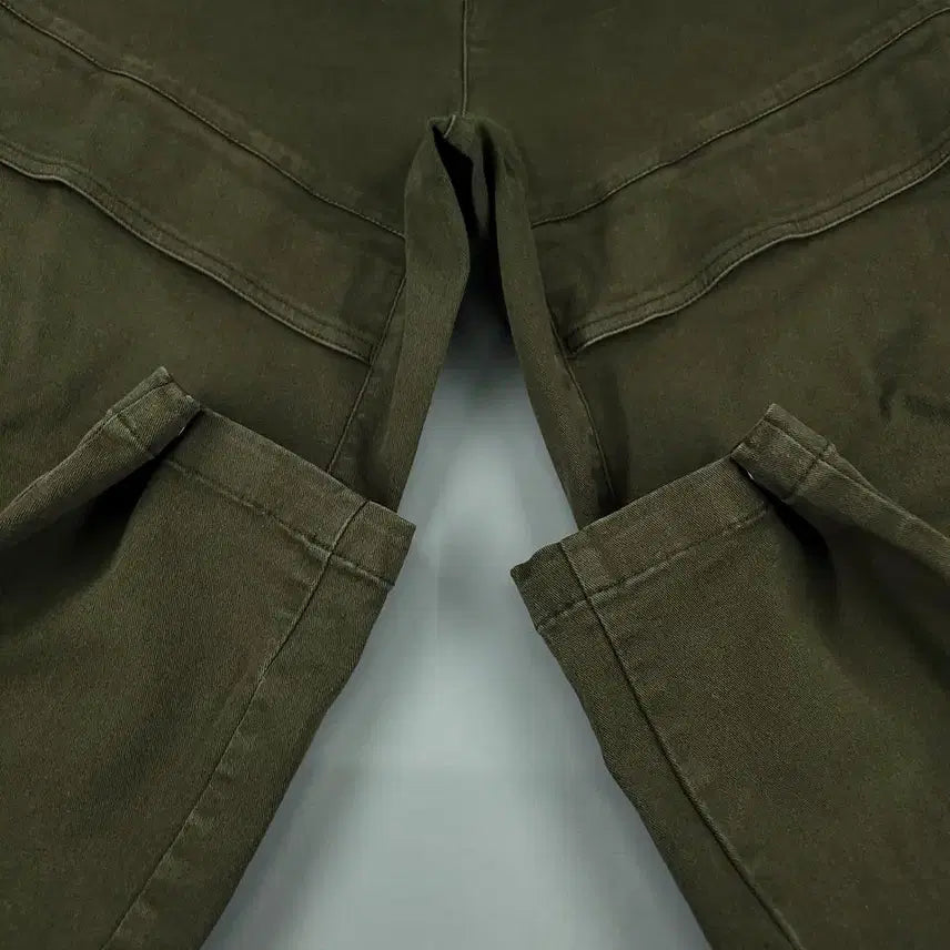 [BUNJANG] The North Face White Label Pigment Khaki Black Logo Double Knee Cargo Pants / 노스페이스 화이트라벨 피그먼트 카키 블랙 로고 밴딩 더블니 카고포켓 분토