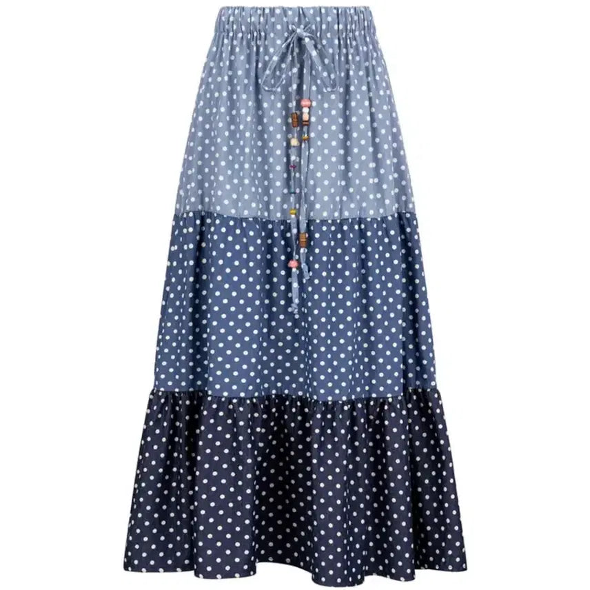 [SOLD OUT] 샵페어리 도트 데님 롱스커트