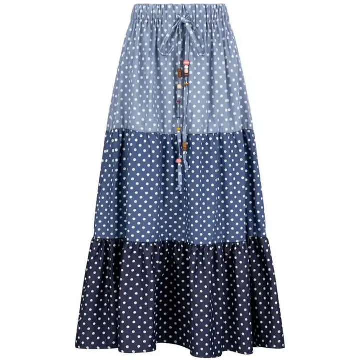 [SOLD OUT] 샵페어리 도트 데님 롱스커트