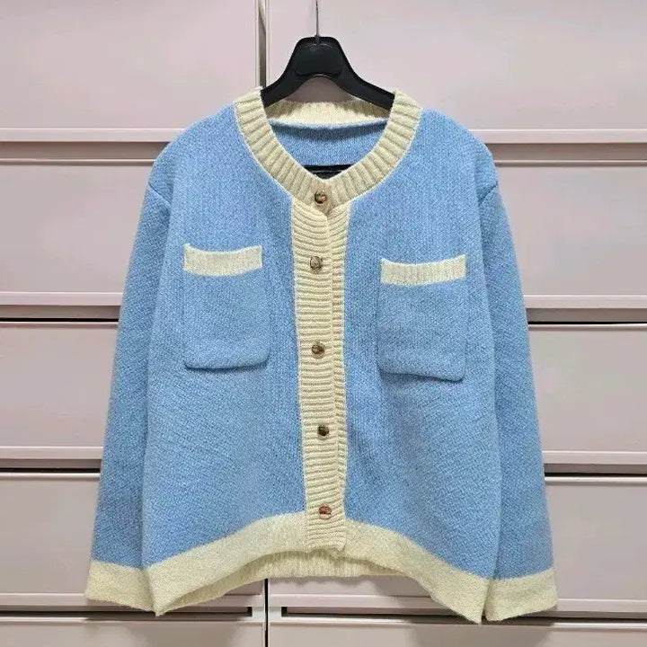 [BUNJANG] Color Block Knit Cardigan / 배색 니트가디건 새상품