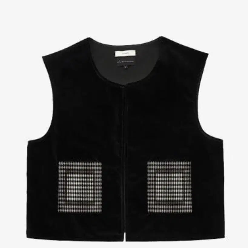 [BUNJANG] Amomento Velvet Patch Vest Black L / 아모멘토 벨벳 패치 베스트 블랙 L