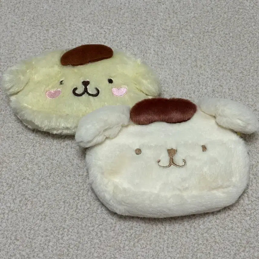 [BUNJANG] Sanrio Pompompurin Angel Fluffy Pouch Bundle Set / 산리오 폼폼푸린 엔젤 천사 날개 복실복실 털 파우치 필통 일괄세트
