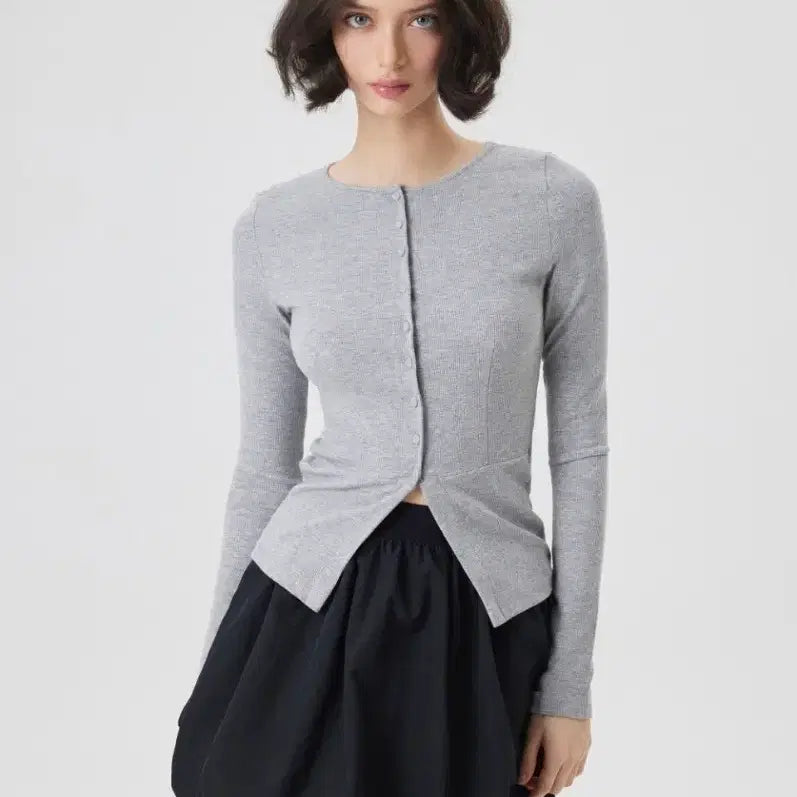 [BUNJANG] Lefer Linnes Button Cardigan Melange Gray / 레페르 리네즈 버튼가디건 멜란지그레이