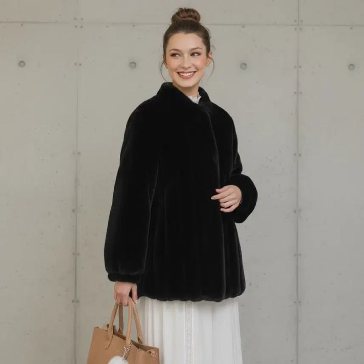 [BUNJANG] Black Eco Fur Jacket / [새상품급] 블랙 에코 퍼 자켓