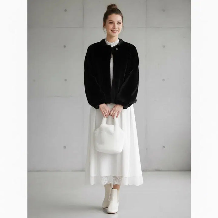 [BUNJANG] Black Eco Fur Jacket / [새상품급] 블랙 에코 퍼 자켓