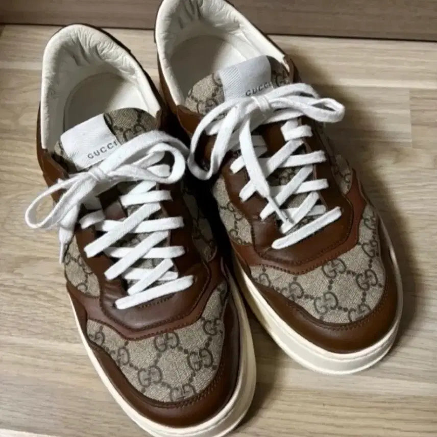 [BUNJANG] Gucci GG Sneakers Light Brown Leather / 구찌 GG 스니커즈 라이트 브라운 레더