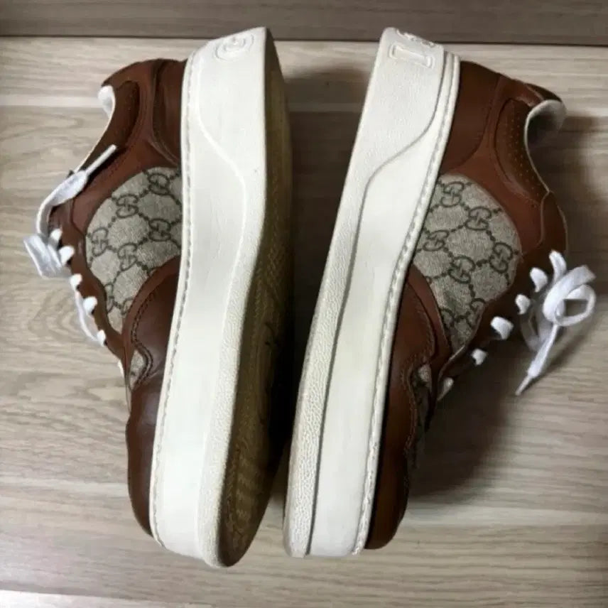 [BUNJANG] Gucci GG Sneakers Light Brown Leather / 구찌 GG 스니커즈 라이트 브라운 레더