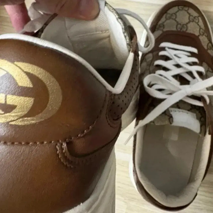 [BUNJANG] Gucci GG Sneakers Light Brown Leather / 구찌 GG 스니커즈 라이트 브라운 레더