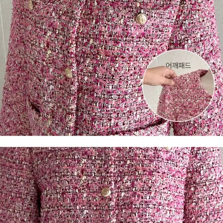[BUNJANG] Pink Tweed Jacket / 핑크 트위드 자켓(프리 사이즈)