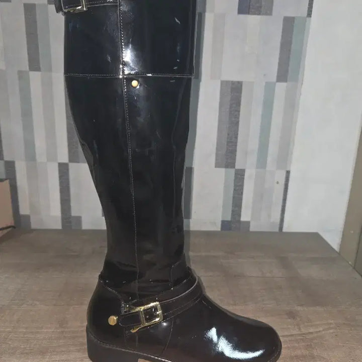 [BUNJANG] Long Boots (240) - Unique Patent Leather / 롱부츠(새상품/240) 유니크한 애나멜 가죽 롱부츠