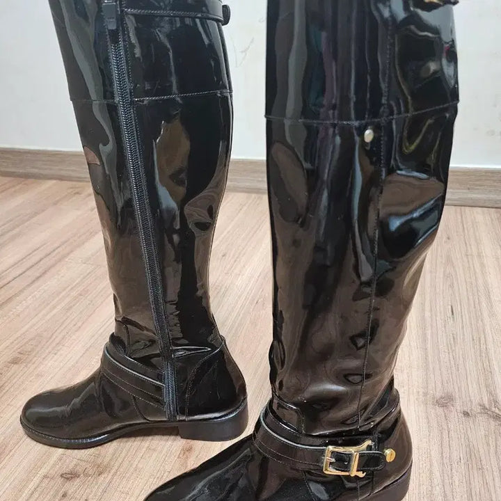 [BUNJANG] Long Boots (240) - Unique Patent Leather / 롱부츠(새상품/240) 유니크한 애나멜 가죽 롱부츠