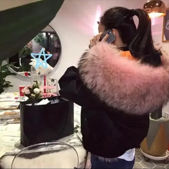 [BUNJANG] Jjoy Showroom Real Fox Fur Bomber Jacket / 쪼이 쇼룸 리얼 폭스 항공 점퍼