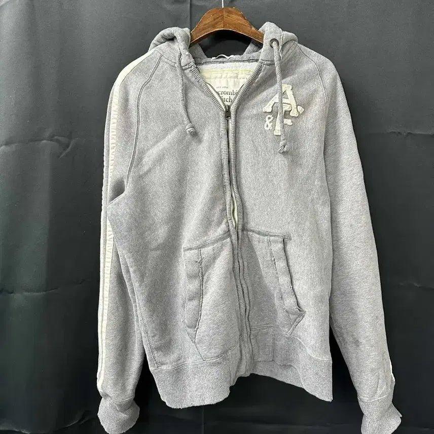 [BUNJANG] Abercrombie Gray Hooded Zip-up / 아베크롬비 그레이 후드집업