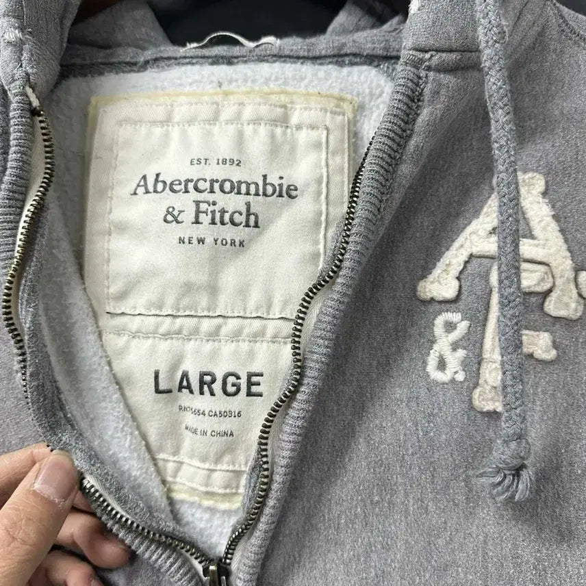 [BUNJANG] Abercrombie Gray Hooded Zip-up / 아베크롬비 그레이 후드집업