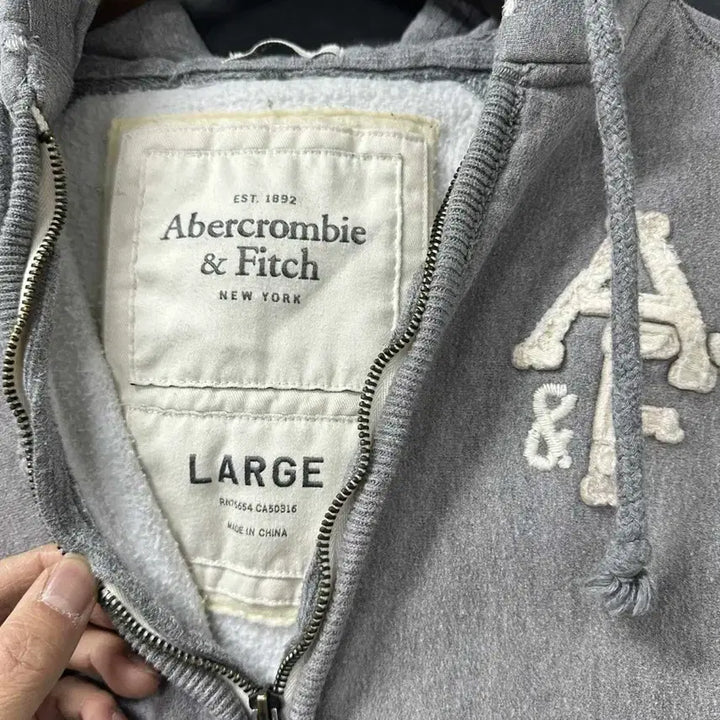[BUNJANG] Abercrombie Gray Hooded Zip-up / 아베크롬비 그레이 후드집업