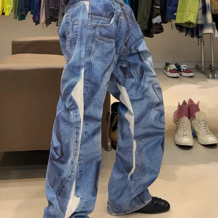 [BUNJANG] Typingmistake Digital Printing Denim Pants / 타이핑미스테이크 디지털 프린팅 데님 팬츠