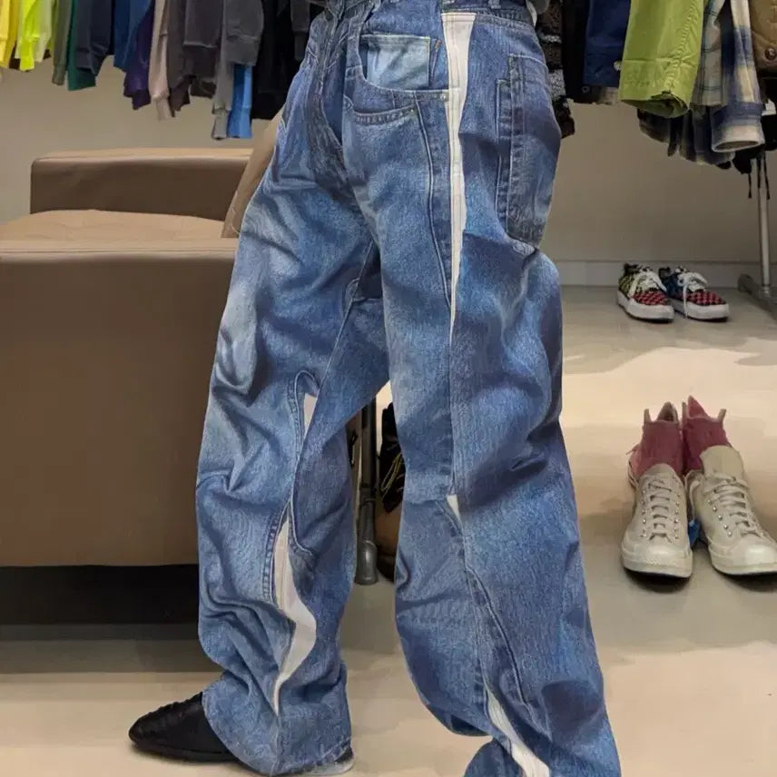 [BUNJANG] Typingmistake Digital Printing Denim Pants / 타이핑미스테이크 디지털 프린팅 데님 팬츠