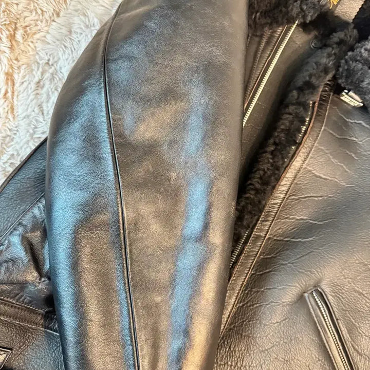 [BUNJANG] DIAPVINE B-3 Black Mouton Leather Jacket 36 / 디아프바인 b-3 블랙 무스탕 가죽 자켓36