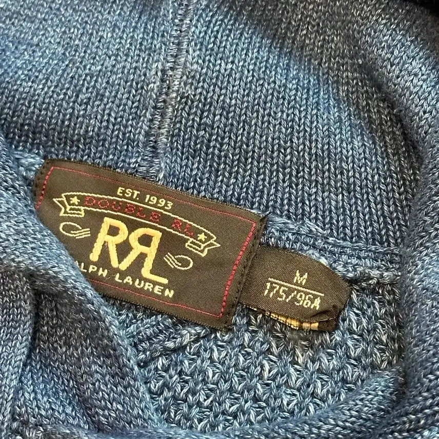[BUNJANG] RRL Waffle Knit Hoodie Indigo / [M] RRL (더블알엘) 와플 니트 후드 인디고