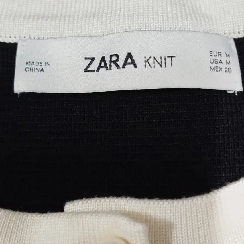 [BUNJANG] ZARA Pearl Button Colorblock Cardigan / 자라 진주단추 배색 가디건