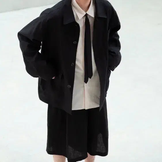 [BUNJANG] First Floor Linen Odd Jacket - Black / 새상품) 퍼스트플로어 린넨 오드자켓 블랙 48
