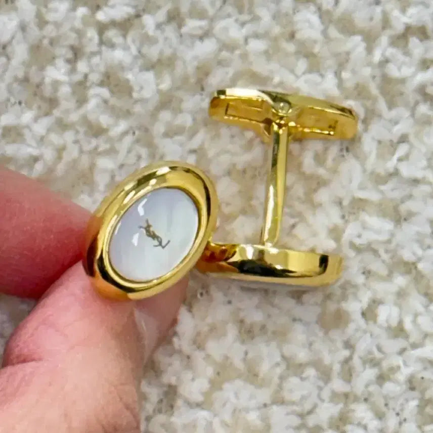 [BUNJANG] YSL Cufflinks / 입생로랑 YSL 금장 커프스링크 커프스 버튼