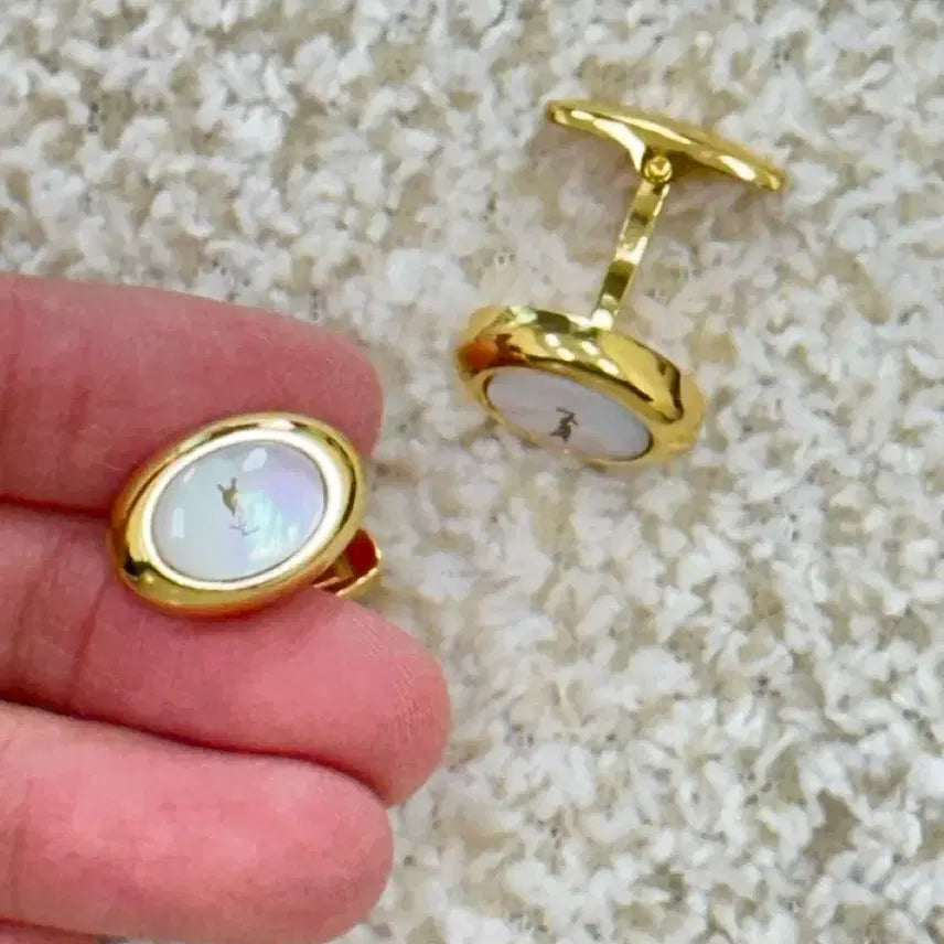 [BUNJANG] YSL Cufflinks / 입생로랑 YSL 금장 커프스링크 커프스 버튼