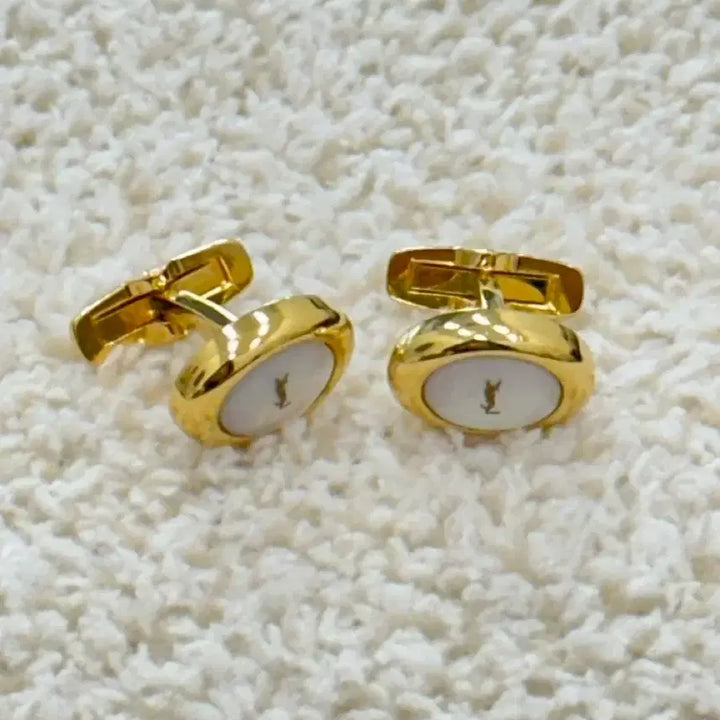 [BUNJANG] YSL Cufflinks / 입생로랑 YSL 금장 커프스링크 커프스 버튼