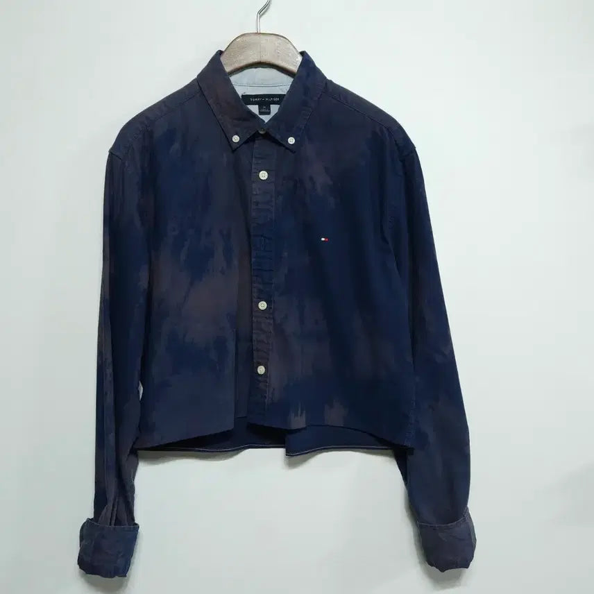 [BUNJANG] Tommy Hilfiger Cropped Shirt Navy Tie-Dye / 타미힐피거 크롭 셔츠 네이비 타이당ㄱ