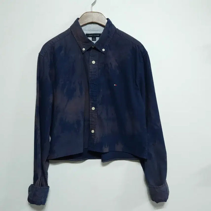 [BUNJANG] Tommy Hilfiger Cropped Shirt Navy Tie-Dye / 타미힐피거 크롭 셔츠 네이비 타이당ㄱ