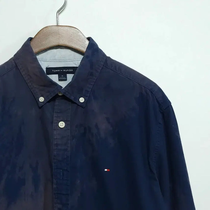 [BUNJANG] Tommy Hilfiger Cropped Shirt Navy Tie-Dye / 타미힐피거 크롭 셔츠 네이비 타이당ㄱ