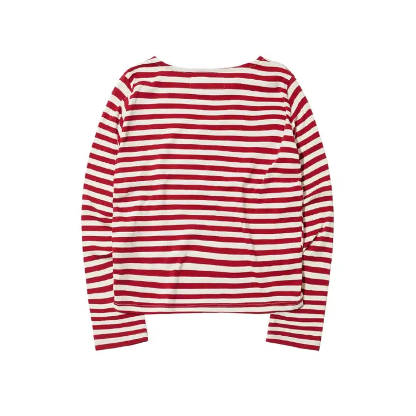 [BUNJANG] The Museum Visitor Heart Stripe Long T-Shirt (Wine) / 더뮤지엄비지터 HEART STRIPE LONG T-SHIRT (WINE)