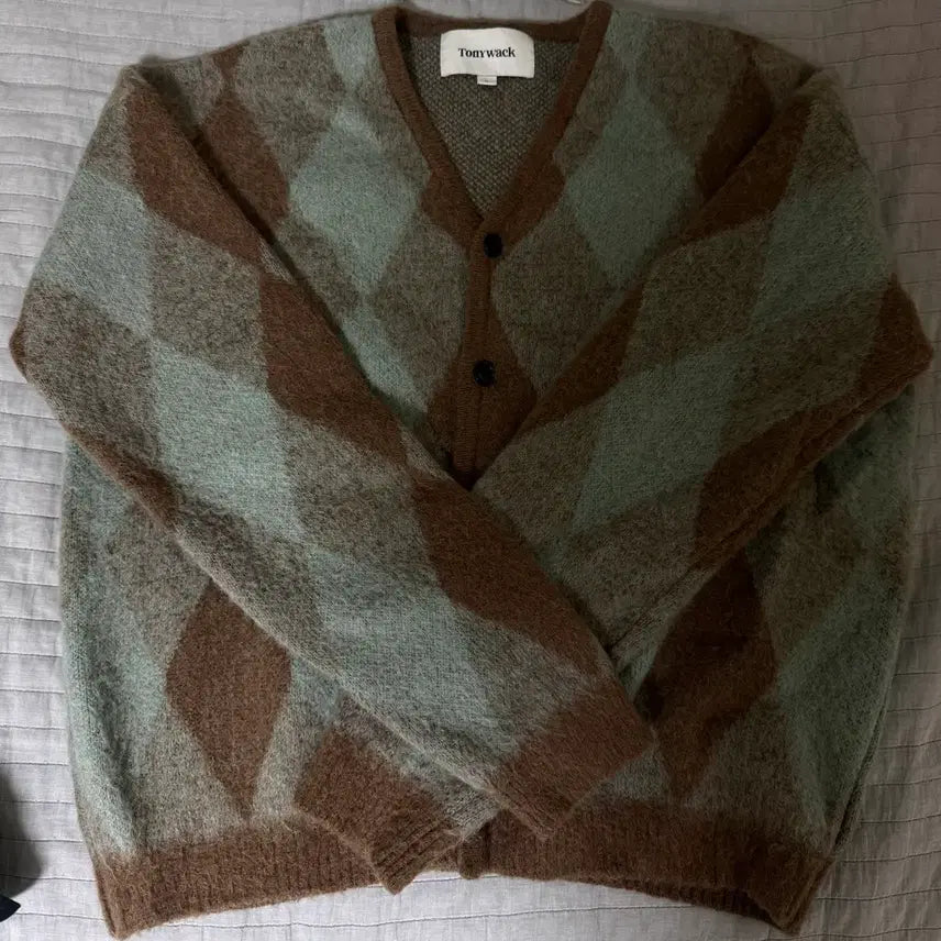 [BUNJANG] Toniq Wek Mohair Argyle Cardigan / (XL)토니웩 모헤어 아가일 가디건