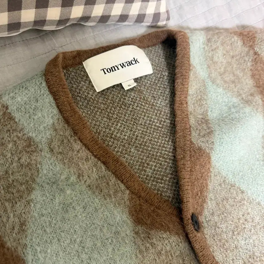 [BUNJANG] Toniq Wek Mohair Argyle Cardigan / (XL)토니웩 모헤어 아가일 가디건