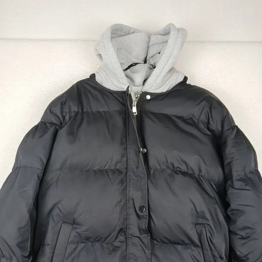 [BUNJANG] Hooded Long Padded Jacket (Black, Size 66) / 여성 후드 롱 패딩 블랙(66)
