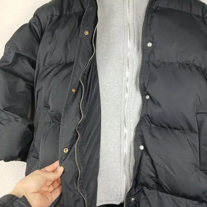 [BUNJANG] Hooded Long Padded Jacket (Black, Size 66) / 여성 후드 롱 패딩 블랙(66)